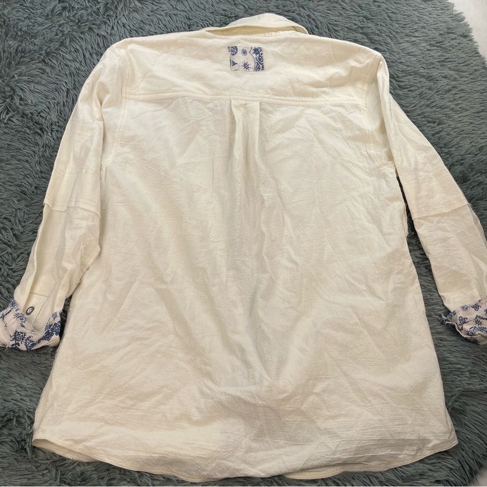 Free People White and Blue Button Down Shirt - Picture 12 of 12